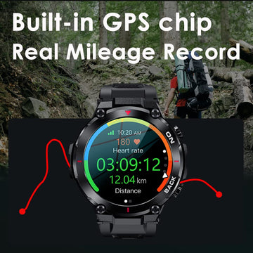 Mens GPS Smart Watches for Android iOS phones Rugged Smart Watch for Outdoor Sports with 480mAh Longer Battery Life Fitness Tracker